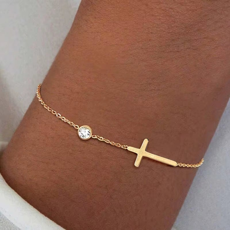Gold Cross Bracelet 