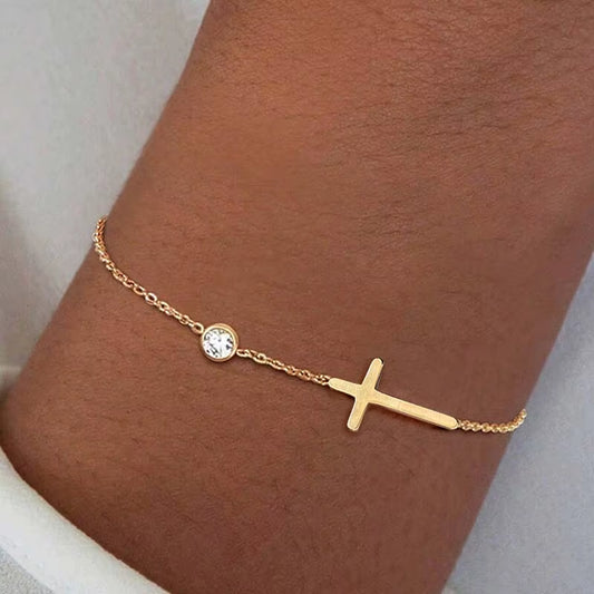 Gold Cross Bracelet 